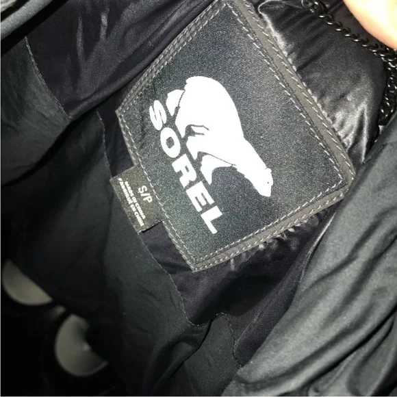 Black Sorel Tivoli Mid-length Down Puffer Coat - Picture 8 of 14